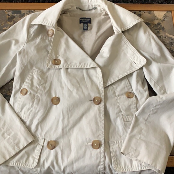 AEO M Trench Coat Khaki Cotton - Picture 3 of 5